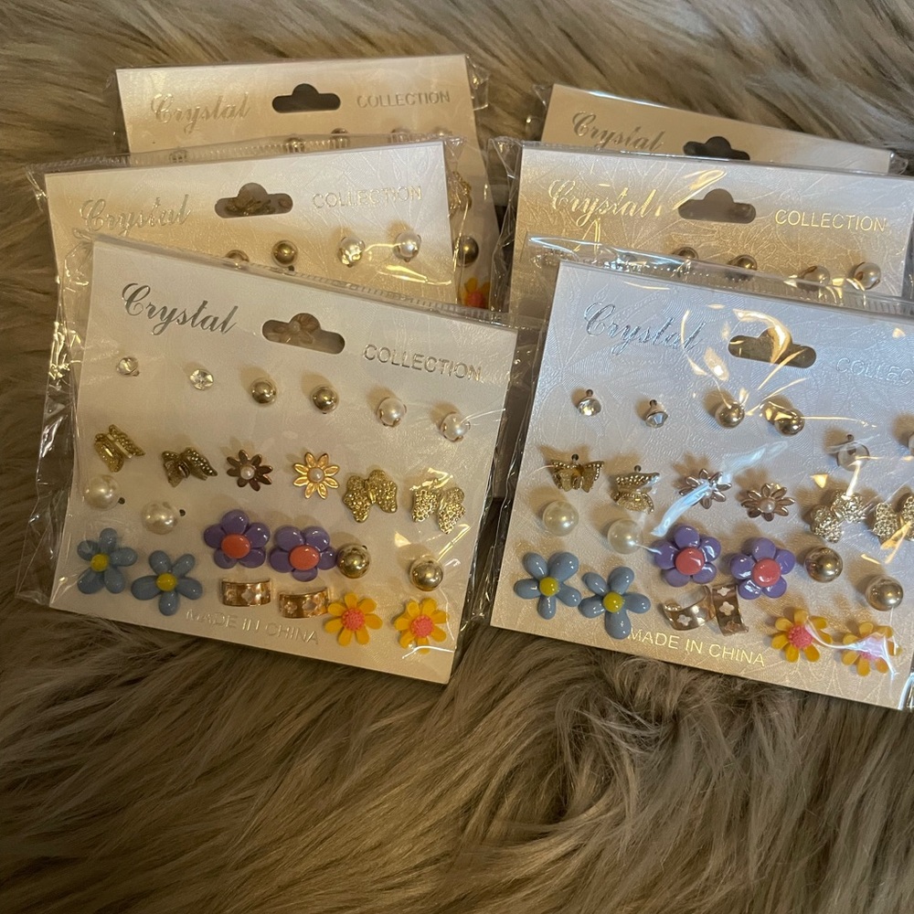6 packages of 12-pair Girls Post Earrings